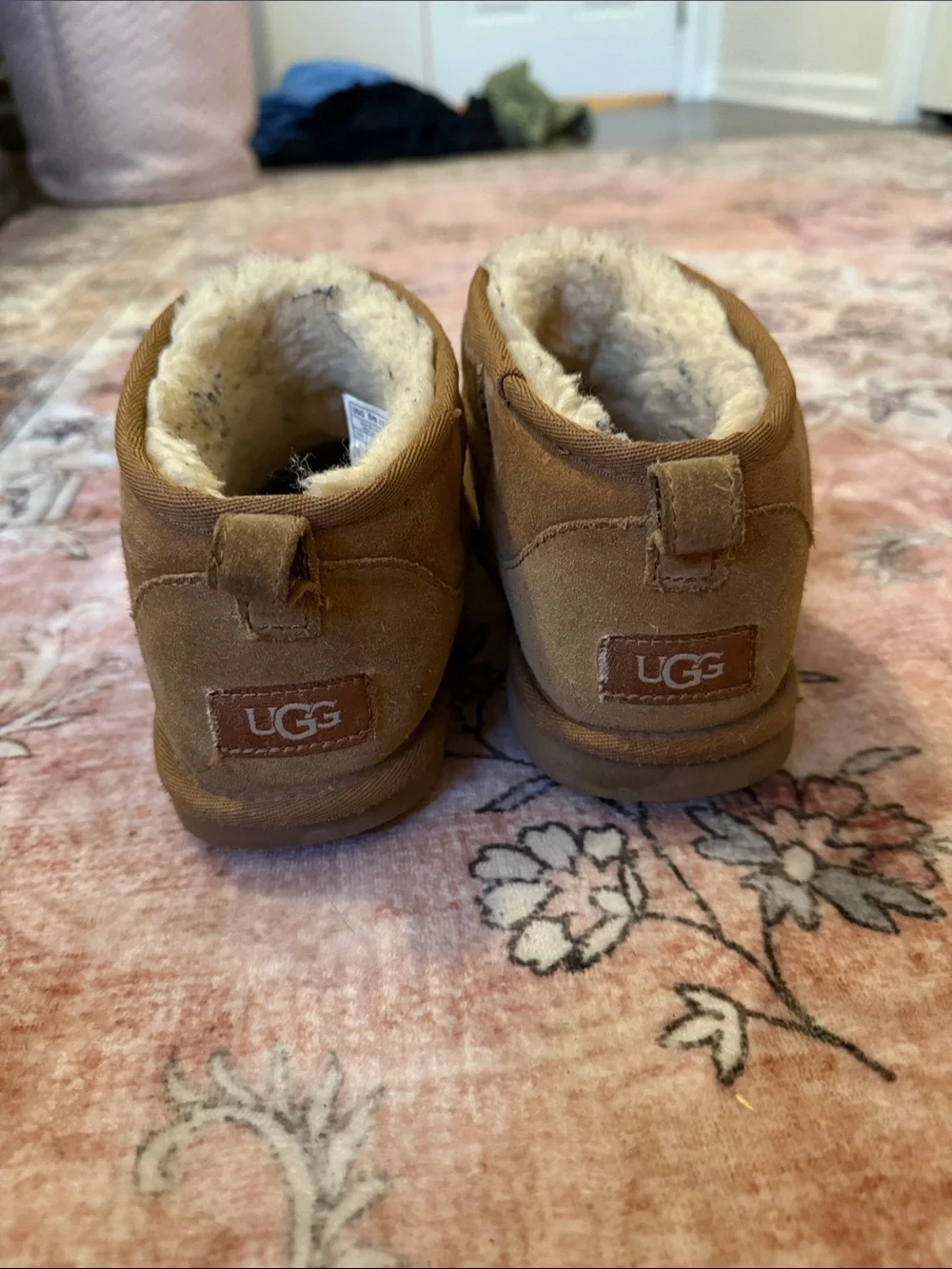 UGG Kids Chestnut Suede Shearling Ankle Boots